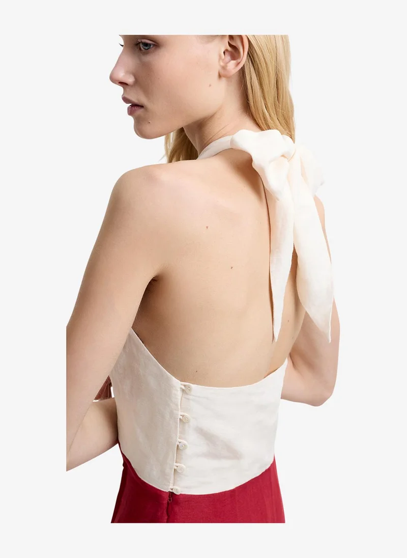 French Connection  Women's Brick Red/Porcelain Birdie Linen Blend Jumpsuit for Women | Best Price UAE