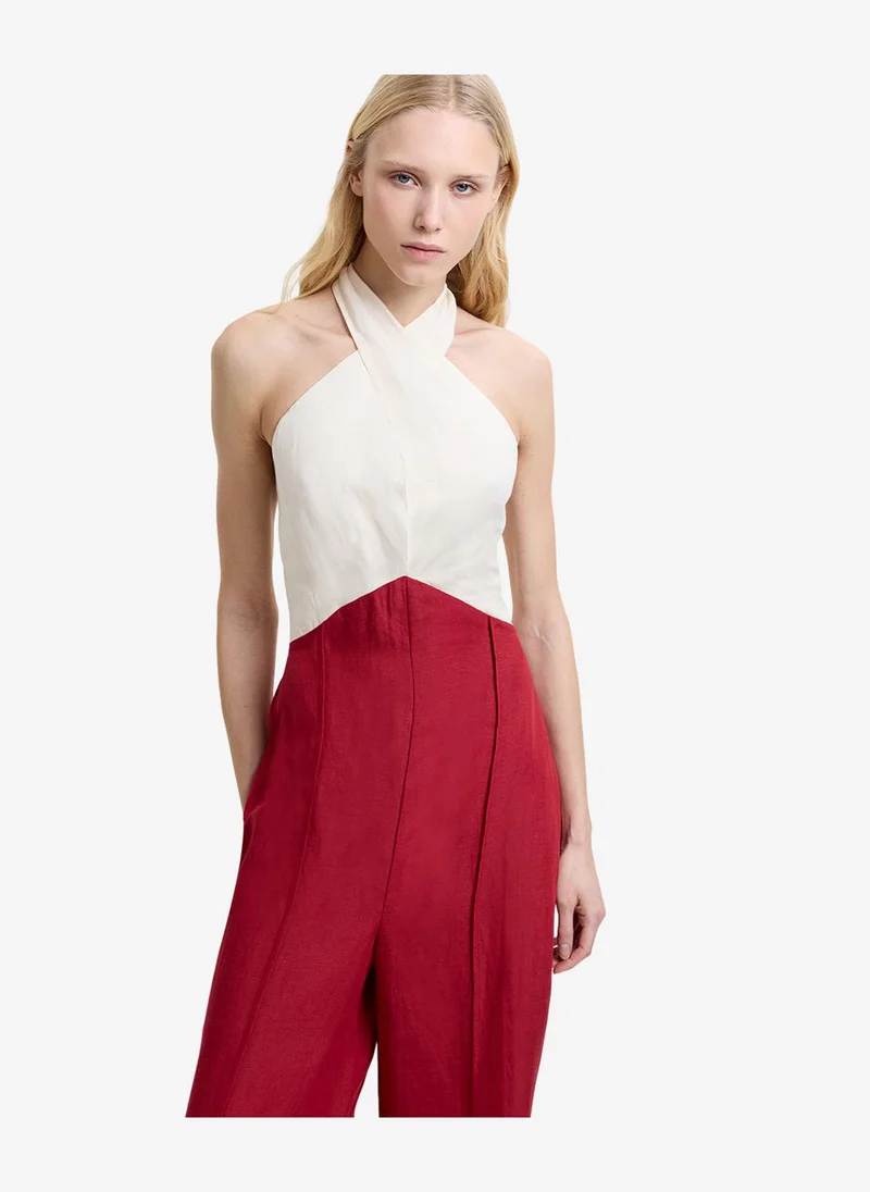 French Connection  Women's Brick Red/Porcelain Birdie Linen Blend Jumpsuit for Women | Best Price UAE