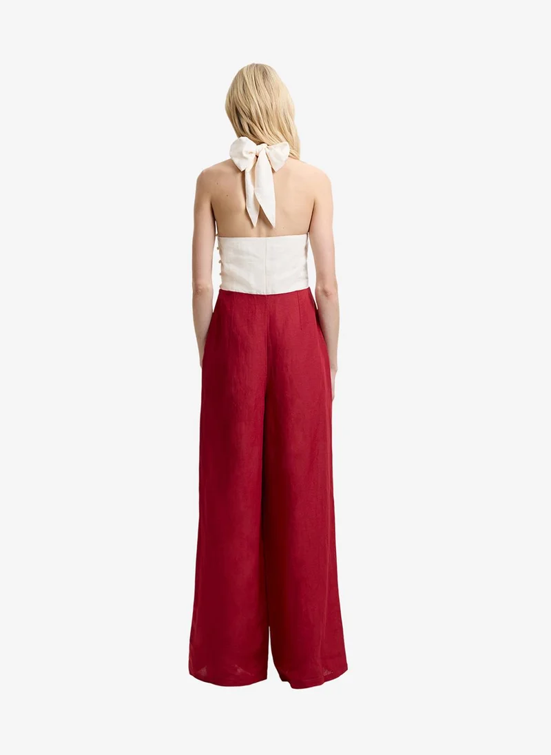 French Connection  Women's Brick Red/Porcelain Birdie Linen Blend Jumpsuit for Women | Best Price UAE