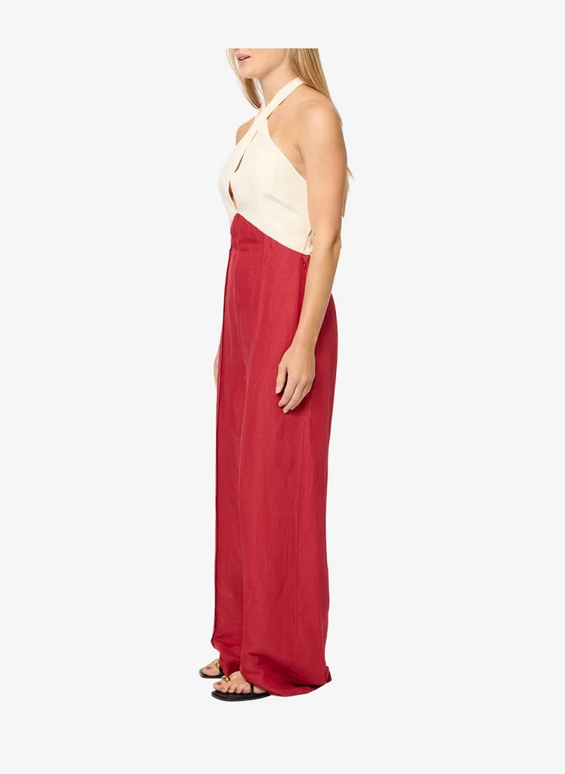 French Connection  Women's Brick Red/Porcelain Birdie Linen Blend Jumpsuit for Women | Best Price UAE