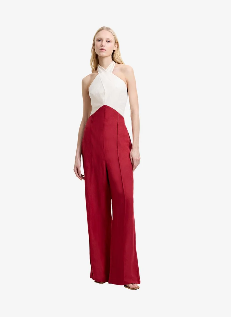 Women's Brick Red/Porcelain Birdie Linen Blend Jumpsuit