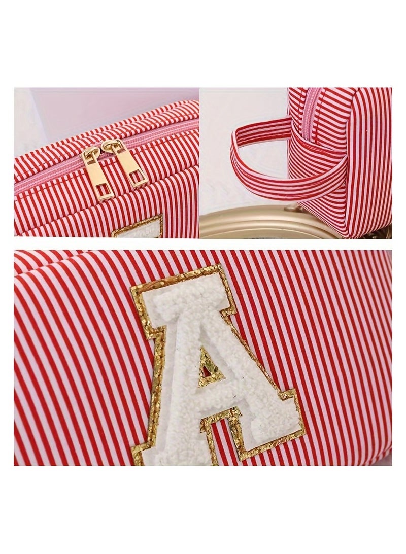 Cosmetic Pouch Large Capacity Cosmetic Bag for Travel Toiletries Portable Makeup Storage Pouch with Stylish Letter Pattern - Image 2
