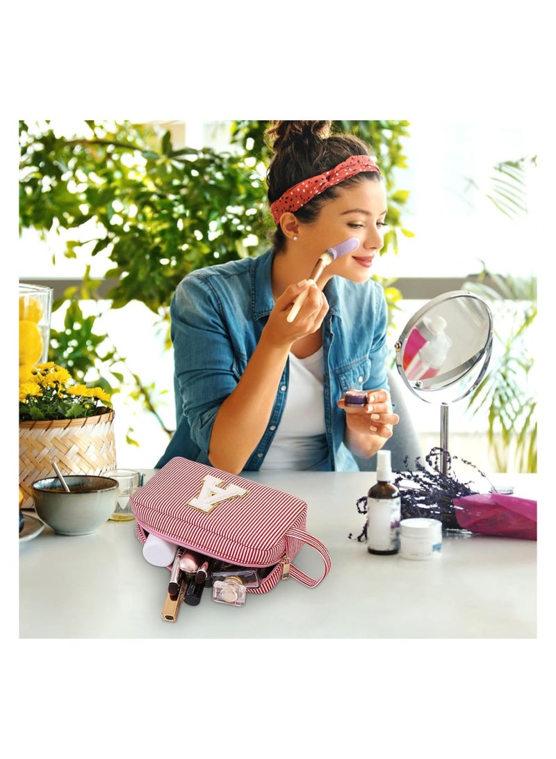 Cosmetic Pouch Large Capacity Cosmetic Bag for Travel Toiletries Portable Makeup Storage Pouch with Stylish Letter Pattern - Image 5