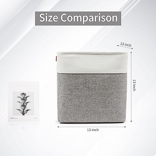 Bagnizer 13x13 Cube Storage Bins, Collapsible Fabric Storage Box, 4 Pack Closet Baskets with Handles for Organizing, Shelf, Toys, Clothes, Home, Office, Nursery (Grey&White) - Image 3