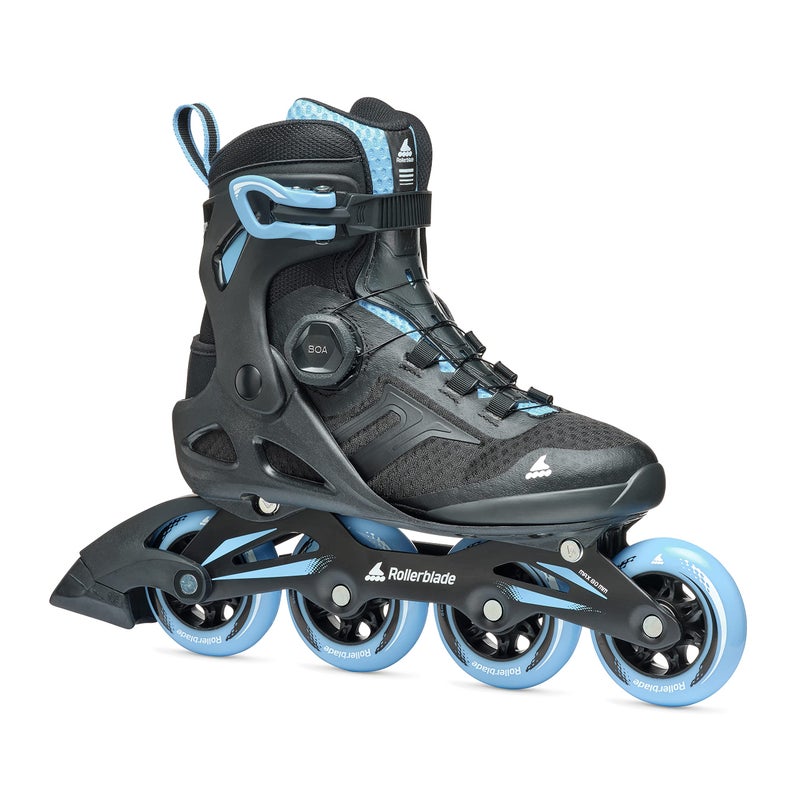 Rollerblade Macroblade 84 BOA Womens Adult Fitness Inline Skate Black Powder Blue Performance Inline Skates