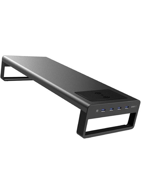 Home Desk Organizer Computer Heightening Shelf Strong Computer Stand Smart Base Aluminium With Usb 3.0 Port Wireless Charging