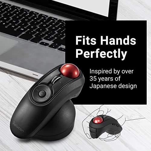 ELECOM Relacon Handheld Trackball Mouse, Thumb Control, 2.4GHz Wireless, Ergonomic Design, 10-Button Function with Smooth Tracking, Windows11, MacOS (M-RT1DRBK) - Image 5
