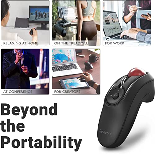 ELECOM Relacon Handheld Trackball Mouse, Thumb Control, 2.4GHz Wireless, Ergonomic Design, 10-Button Function with Smooth Tracking, Windows11, MacOS (M-RT1DRBK) - Image 2