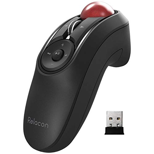 ELECOM Relacon Handheld Trackball Mouse, Thumb Control, 2.4GHz Wireless, Ergonomic Design, 10-Button Function with Smooth Tracking, Windows11, MacOS (M-RT1DRBK) - Image 1
