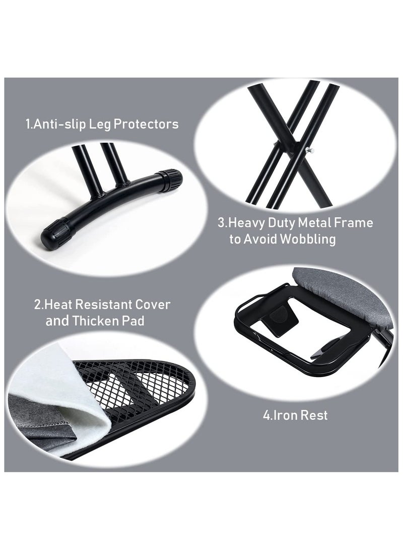 لوح كي مقاس 33.02 سم × 91.44 سم مع غطاء مقاوم للحرارة من 3 طبقات، ووسادة لباد سميكة، وساق على شكل حرف T قابلة للطي، وارتفاع قابل للتعديل مع مسند حديد - Image 4