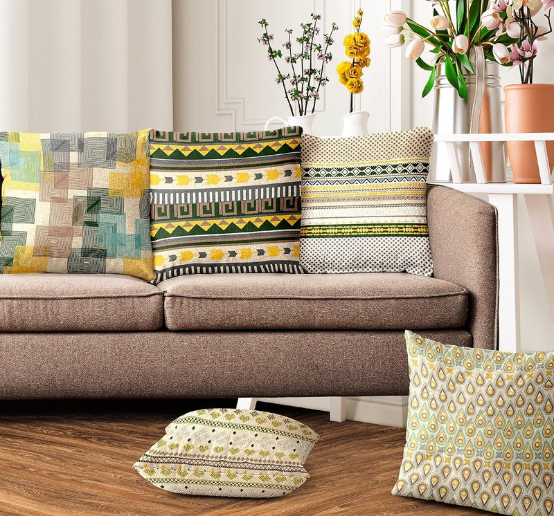 Ultimate Trends Polyester Digital Modern Printed Cushion Cover 16x16 Set of 5 Cream UTCC1038_ 16