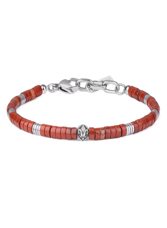 COAI Hematite Red Jasper Bracelet for Men, Heishi Beads Gemstone Bracelet for Men - Image 1