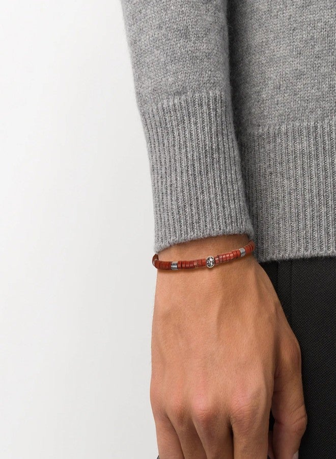 COAI Hematite Red Jasper Bracelet for Men, Heishi Beads Gemstone Bracelet for Men - Image 2