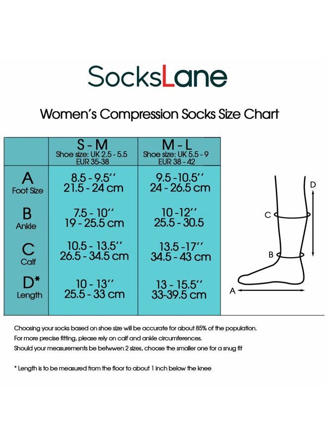 SocksLane Cotton Compression Socks for Women & Men. 15-20 mmHg Support Knee-High (Color Dots, Small-Medium) - Image 2