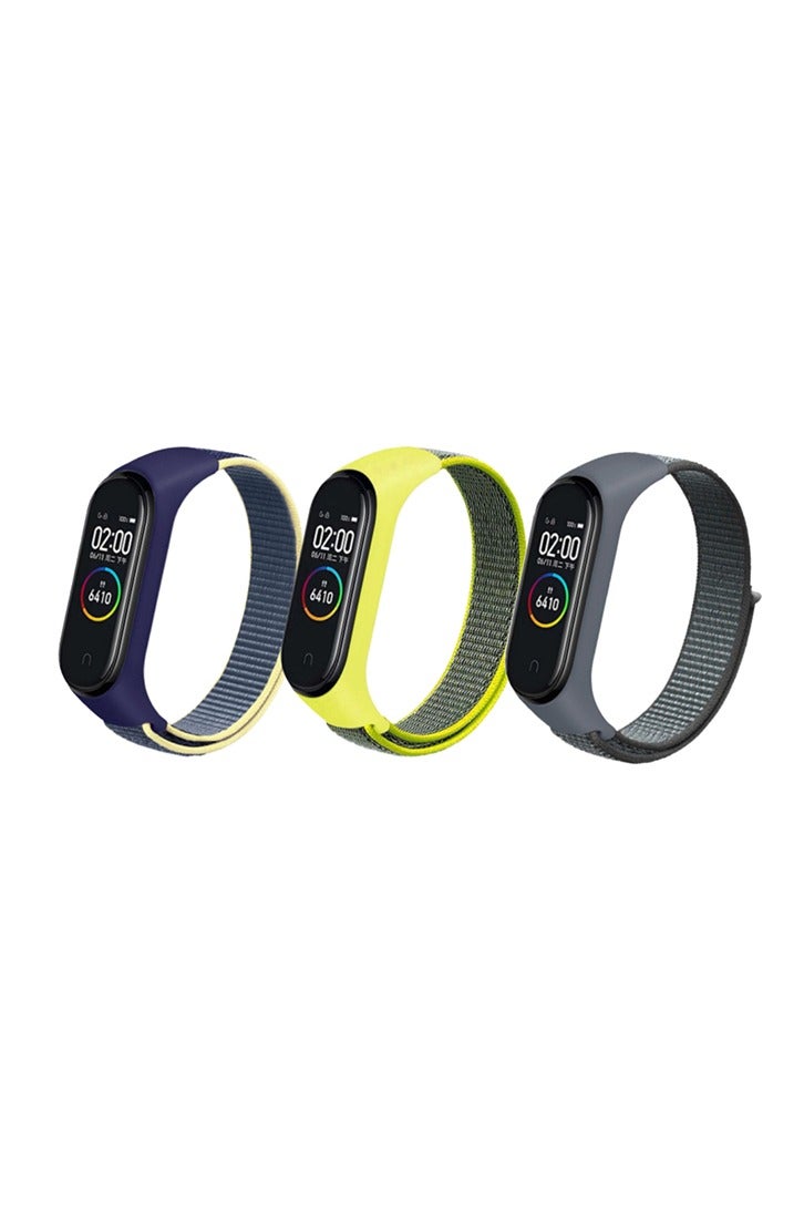 Straps for Xiaomi Mi Band 7/6/5 Soft Breathable Sport Replacement Strap Wristband Sport Band - Ice Blue & Bright Yellow & Grey - Image 1