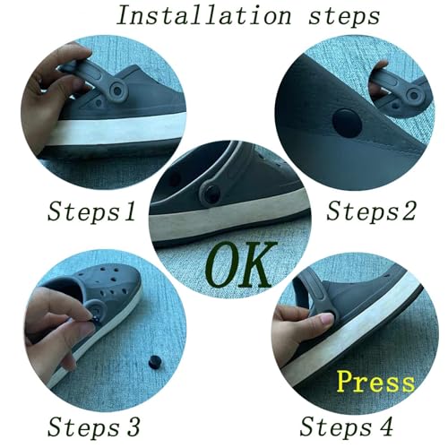 Koomduk 6 Sets Replacement Rivets Button Strap Compatible for Clog Shoe Strap 16mm Size Rivets Repair (Black) - Image 3