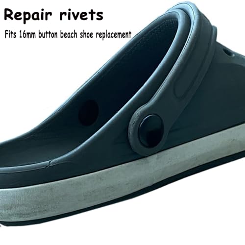 Koomduk 6 Sets Replacement Rivets Button Strap Compatible for Clog Shoe Strap 16mm Size Rivets Repair (Black) - Image 4