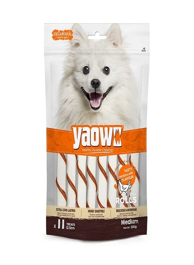 VETECURA Yaowo DogsNCats All Natural Dog Rawhide Bones with Chicken Inside,100% Digestible & Durable,Promotes Healthy Teeth Strong Bones &Joints,5` Stick Roll 220 G Sold by DogsNCats,All Life Stages - Image 2