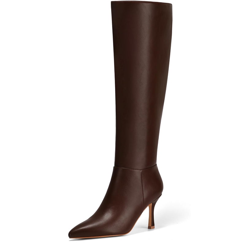Vipost 3.3-inch Kitten Heel Boots for Women, Knee High Pointed Toe Boots for Women, Tall Long Boot Side Zipper, Fall Winter Fasion 2025 - Image 1
