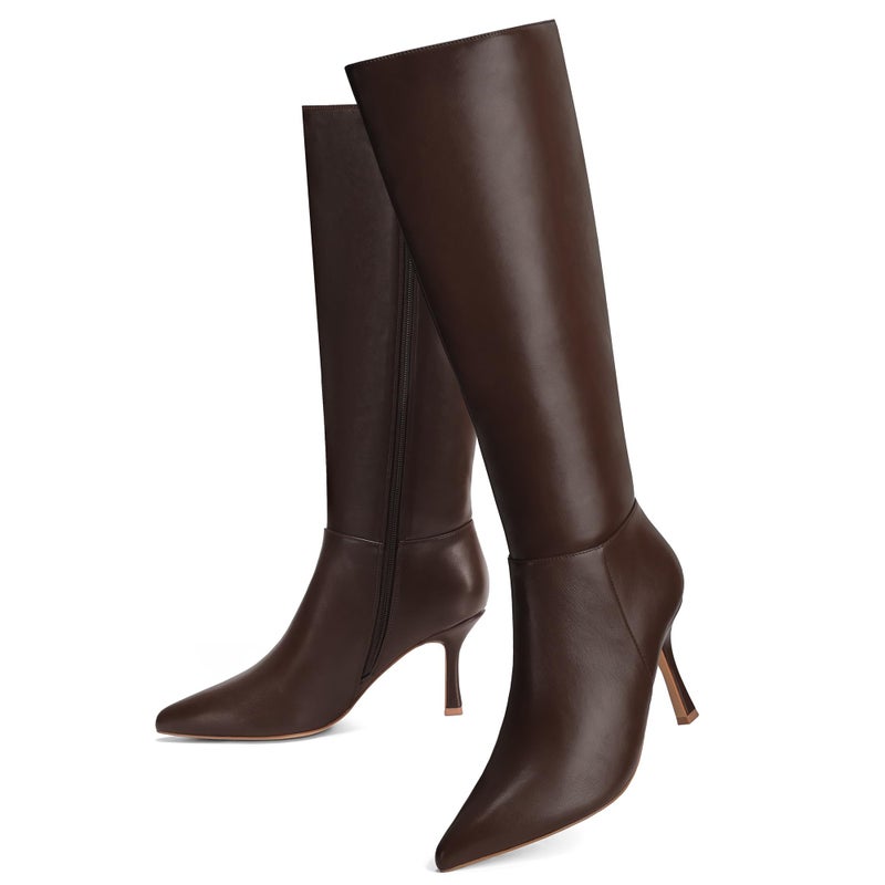 Vipost 3.3-inch Kitten Heel Boots for Women, Knee High Pointed Toe Boots for Women, Tall Long Boot Side Zipper, Fall Winter Fasion 2025 - Image 4