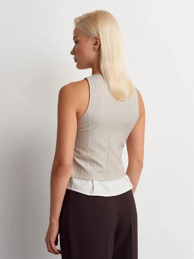 ديلفين DILVIN Striped Crop Waistcoat