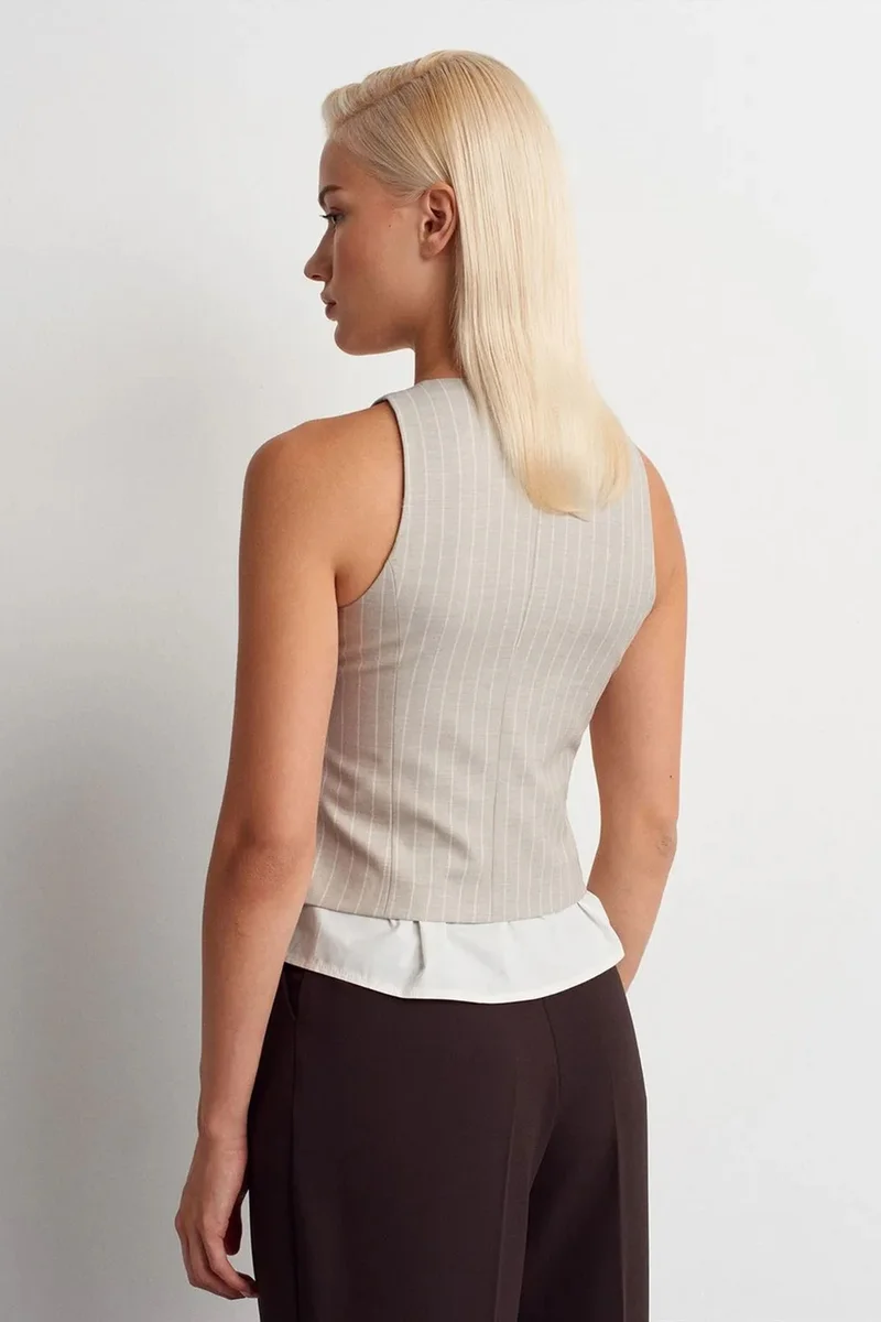 ديلفين DILVIN Striped Crop Waistcoat