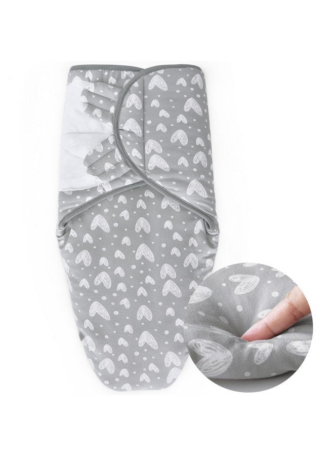 Biloban Baby Swaddles 0-3 Months For Boy Girls, Warm Quilted Baby Swaddle, Newborn Swaddle, Adjustable Swaddle Blanket, Lovely Grey Hearts, 1 Pack - Image 1