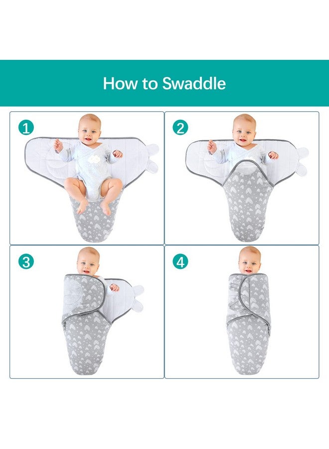 Biloban Baby Swaddles 0-3 Months For Boy Girls, Warm Quilted Baby Swaddle, Newborn Swaddle, Adjustable Swaddle Blanket, Lovely Grey Hearts, 1 Pack - Image 5