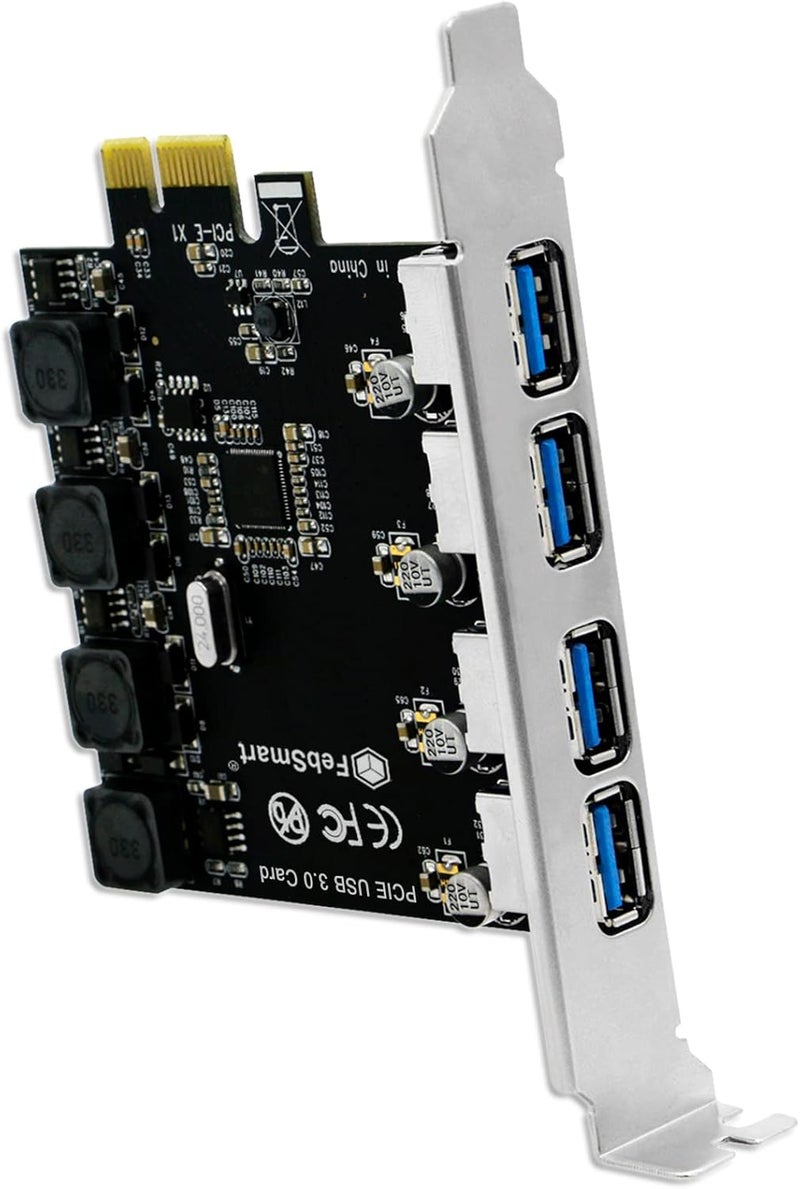 FebSmart 4 Ports Superspeed 5Gbps USB 3.0 PCI Express Expansion Card for Windows 11, 10, 8.x, 7, Vista, XP Desktop PCs, Built in Self-Powered Technology, No Need Additional Power Supply (FS-U4-Pro) - Image 1