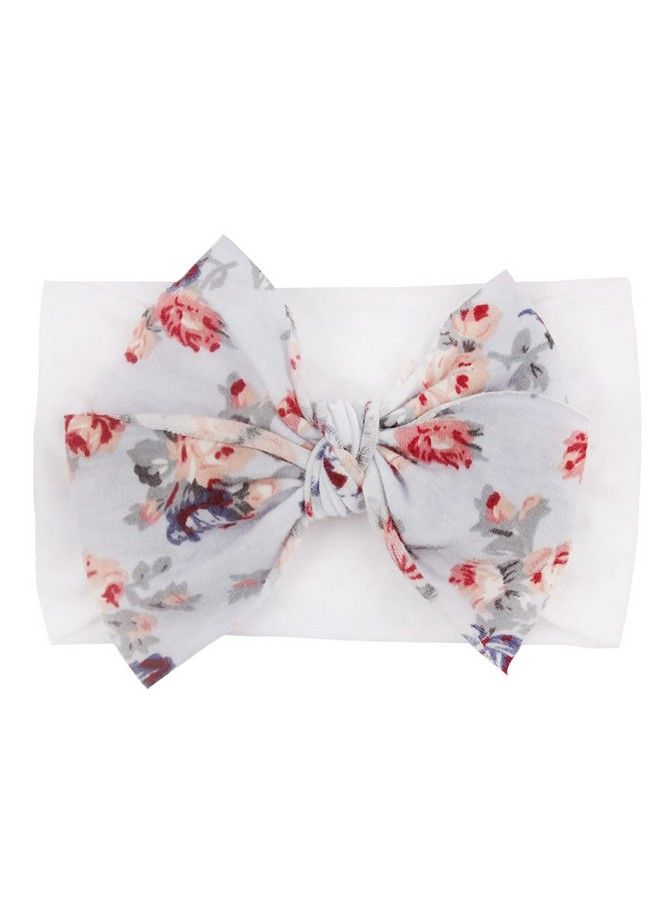 Syga Nylon Headbands Hairbands Hair Accessories Soft Printed Flower Bow Headband For Newborns Infants Toddlers Kids And Baby Girls 0 3 Years (White) - Image 2