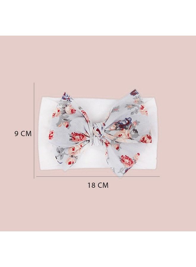Syga Nylon Headbands Hairbands Hair Accessories Soft Printed Flower Bow Headband For Newborns Infants Toddlers Kids And Baby Girls 0 3 Years (White) - Image 4