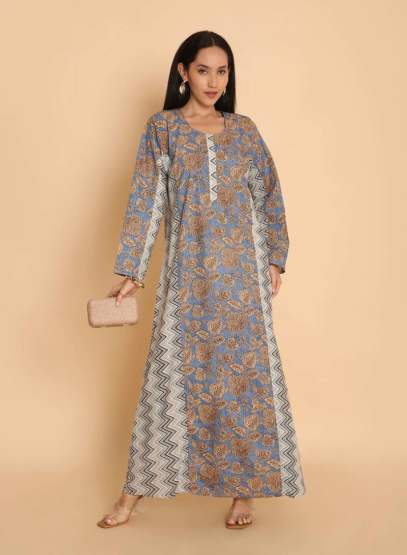 HANA & SARA Arabic womens casual printed kaftan jalabiya dress - Image 1