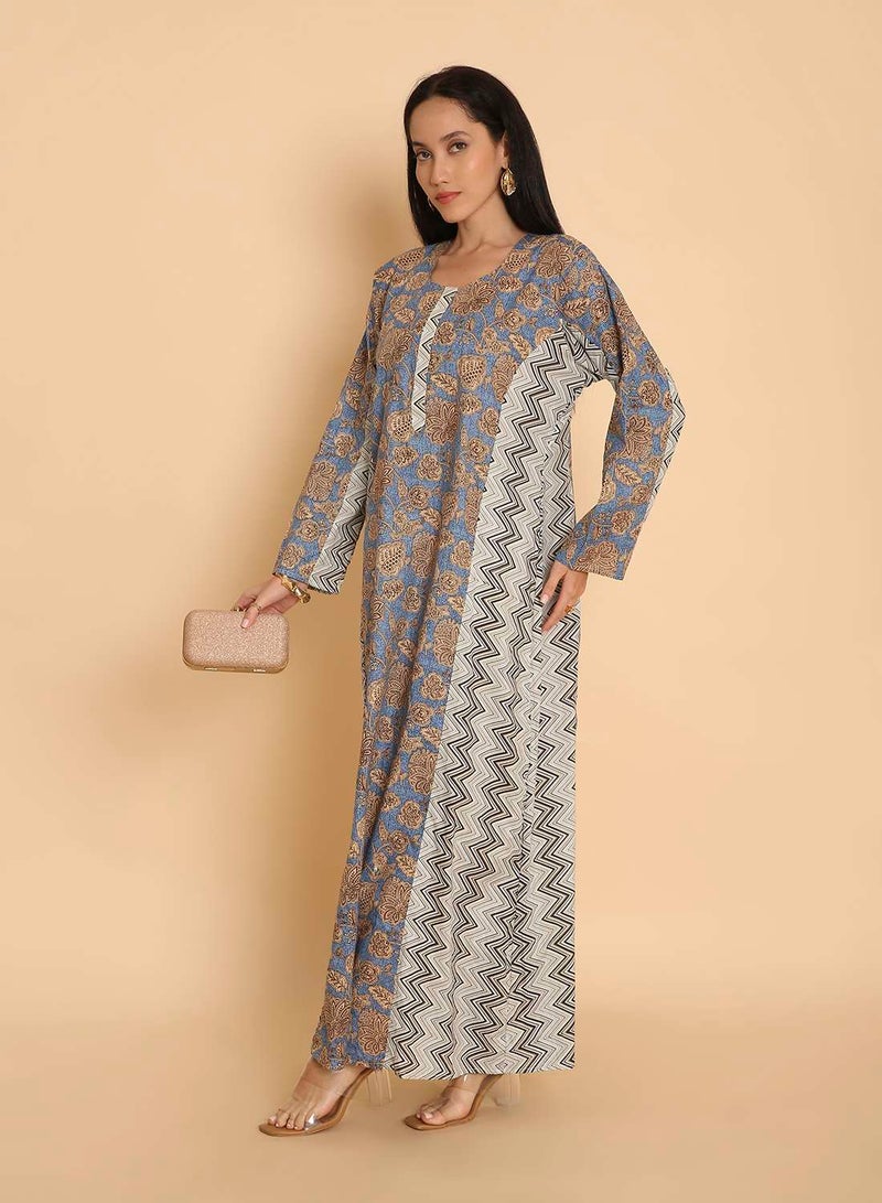 HANA & SARA Arabic womens casual printed kaftan jalabiya dress - Image 5
