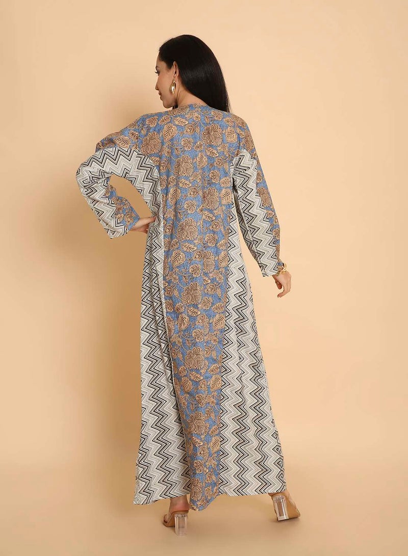 HANA & SARA Arabic womens casual printed kaftan jalabiya dress - Image 2