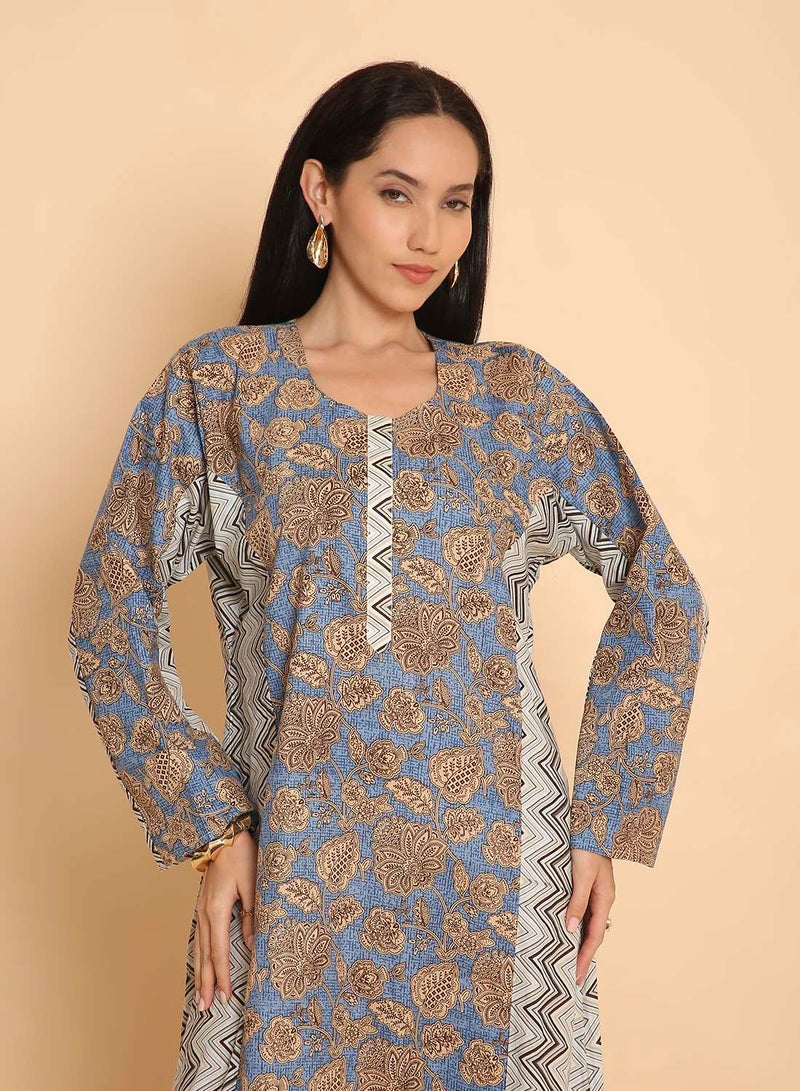 HANA & SARA Arabic womens casual printed kaftan jalabiya dress - Image 3