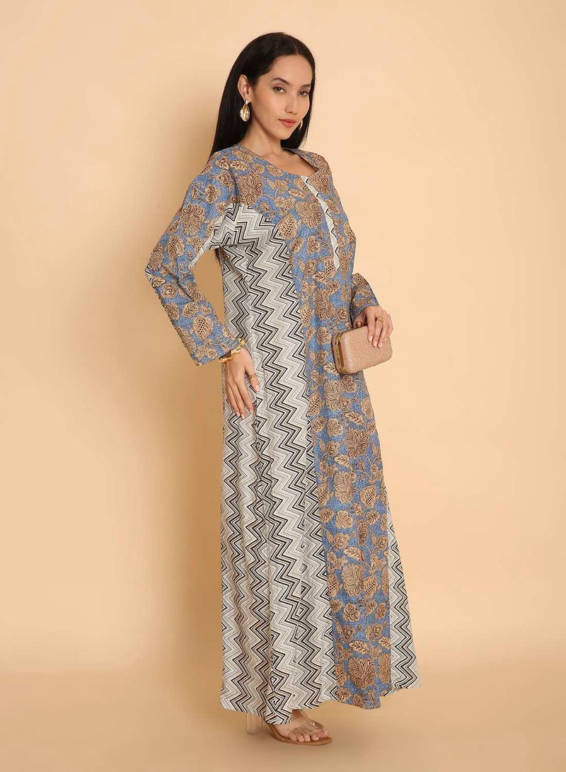 HANA & SARA Arabic womens casual printed kaftan jalabiya dress - Image 4