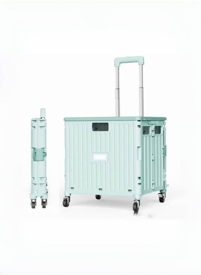 Generic Marketero Collapsible Shopping Box Trolley on Wheels 4 Wheels 360°Rotate Folding Teacher Trolley Cart with Wheels Heavy Duty 30kg Capacity & Telescopic Handle for Camping Shopping Grey  - Image 4