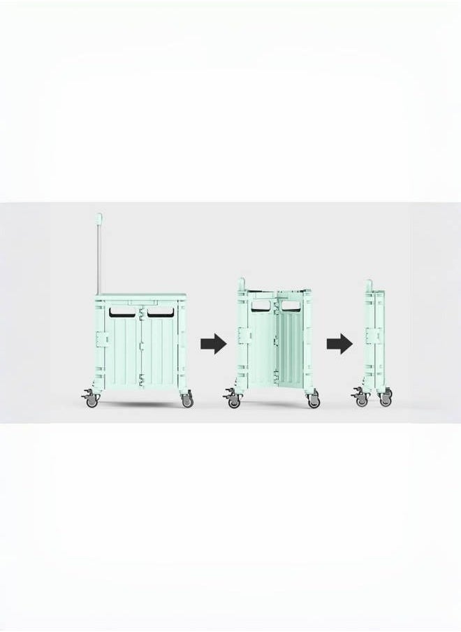 Generic Marketero Collapsible Shopping Box Trolley on Wheels 4 Wheels 360°Rotate Folding Teacher Trolley Cart with Wheels Heavy Duty 30kg Capacity & Telescopic Handle for Camping Shopping Grey  - Image 5
