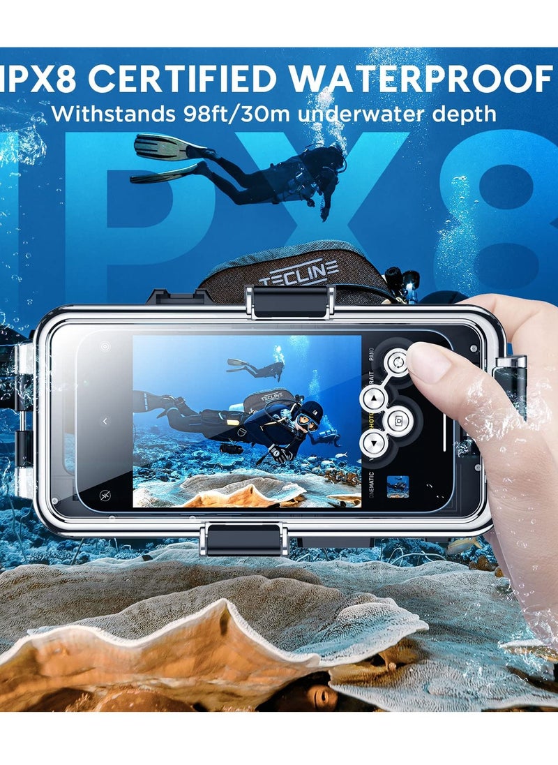 SYOSI - Diving Phone Case Only for iPhone Series, Snorkeling Underwater Case 98FT/30M Photo Video,Waterproof Housing for iPhone 14/Pro/Pro Max/13/12/11 with Lanyard Black - Image 1