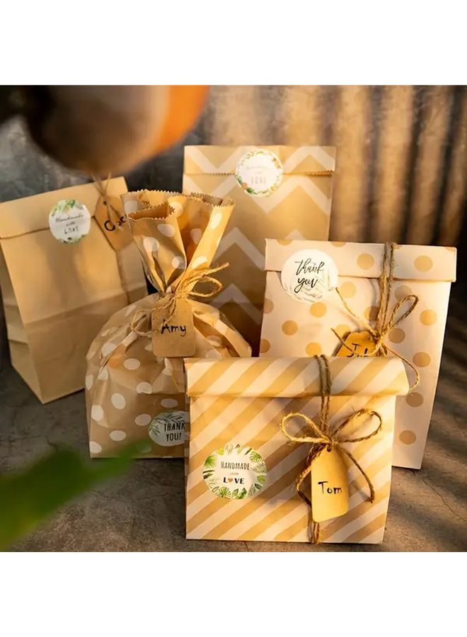 30 Paper Bags With Stickers Hanging Tags And Hemp Rope Heavy Duty Kraft Gift Bags Wide Base Christmas Birthday Wedding Party Favor Labels Snack Bulk Packaging - Image 4