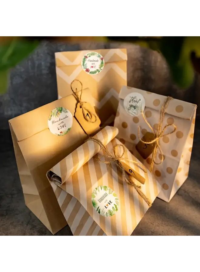 30 Paper Bags With Stickers Hanging Tags And Hemp Rope Heavy Duty Kraft Gift Bags Wide Base Christmas Birthday Wedding Party Favor Labels Snack Bulk Packaging - Image 2