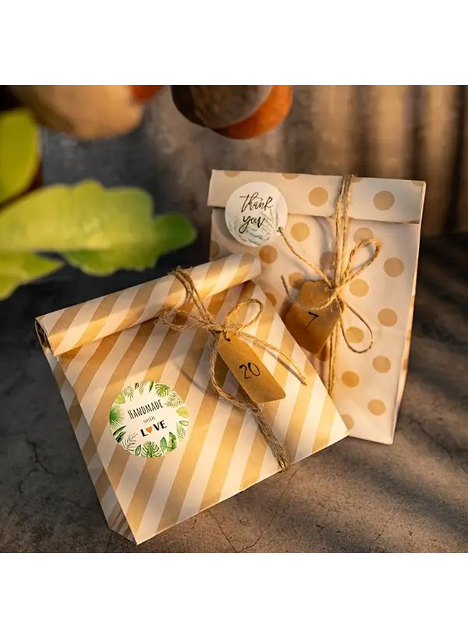 30 Paper Bags With Stickers Hanging Tags And Hemp Rope Heavy Duty Kraft Gift Bags Wide Base Christmas Birthday Wedding Party Favor Labels Snack Bulk Packaging - Image 1