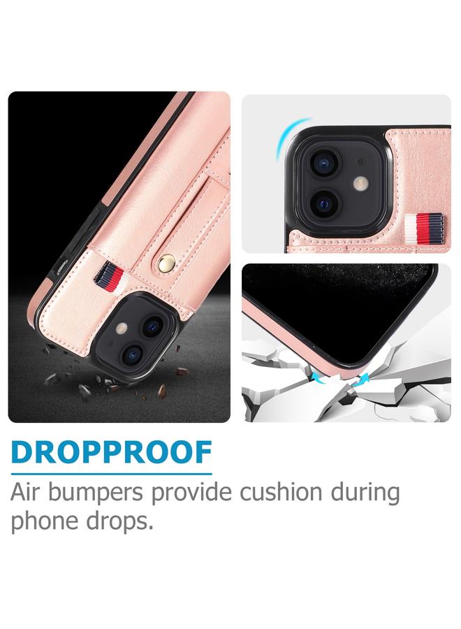 Zaboon Case For iPhone 12 / 12 Pro Wristband Kickstand Wallet Leather Phone Case - Image 5