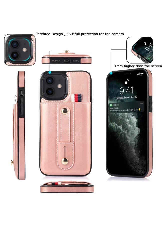 Zaboon Case For iPhone 12 / 12 Pro Wristband Kickstand Wallet Leather Phone Case - Image 3