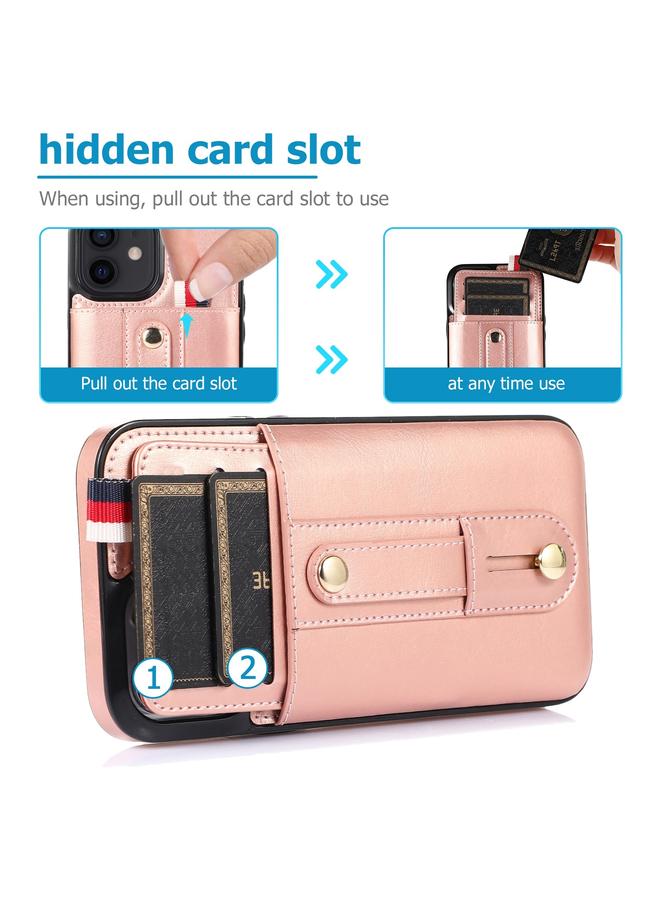 Zaboon Case For iPhone 12 / 12 Pro Wristband Kickstand Wallet Leather Phone Case - Image 4