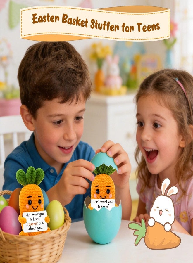 FEFAMM Easter Basket Stuffer for Teens Boys Girls, Funny Crochet Carrot Easter Basket Essentials Egg Fillers for Son Daughter Emotional Cheer Up Support Birthday Gifts for Women Men, Gifts for Teens Friends - Image 2