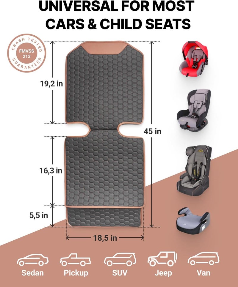 Owleys Premium Leather Car Seat Protector for Child Car Seat Cover from Dirt Scratches  Infant Car Seat Protector for Back SeatFront Booster Seat Protector Under Baby Car Seat Waterproof 1pc Hexy - Image 3