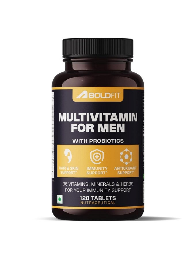 BOLDFIT Boldfit Multivitamin tablet for Men Enriched with Probiotics, Vitamin C, E, B12, B6, Zinc & Grape Extract Daily Health & Nutritional Support - 120 Multi vitamin Tablets  - Image 1