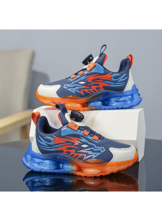 NIBEMINENT Anti-skid Leather Kids Sneakers for Boys Running Walking Lightweight Casual Shoes With Fashion Dragon Pattern - Image 1