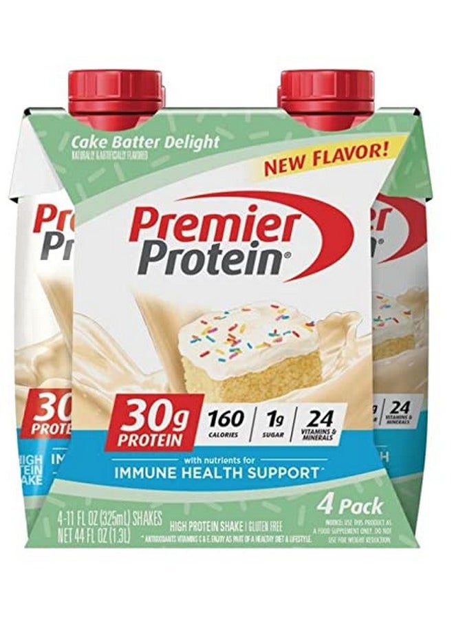 Premier Protein Shake, Cake Batter Delight, 30 G Protein, 1 G Sugar, 24 Vitamins & Minerals, Nutrients To Support Immune Health, Cream, 11 Fl Oz, 4 Count  - Image 2